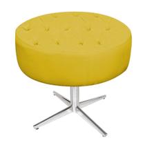 Puff Banqueta Nanda Base Giratória de Metal Sala Recepção Decor Suede Amarelo - DAMAFFÊ MÓVEIS