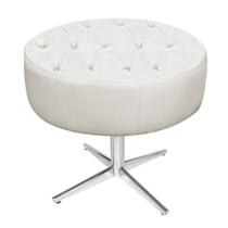 Puff Banqueta Nanda Base Giratória de Metal Sala Recepção Decor Suede Bege - DAMAFFÊ MÓVEIS