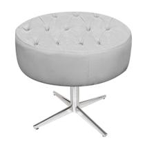 Puff Banqueta Nanda Base Giratória de Metal Sala Recepção Decor Suede Cinza - DAMAFFÊ MÓVEIS