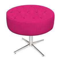 Puff Banqueta Nanda Base Giratória de Metal Sala Recepção Decor Suede Pink - DAMAFFÊ MÓVEIS