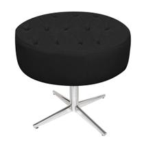Puff Banqueta Nanda Base Giratória de Metal Sala Recepção Decor Suede Preto - DAMAFFÊ MÓVEIS