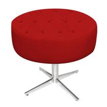 Puff Banqueta Nanda Base Giratória de Metal Sala Recepção Decor Suede Vermelho - DAMAFFÊ MÓVEIS