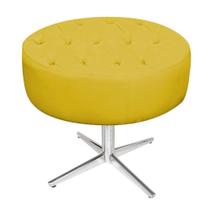 Puff Banqueta Nanda Base Giratória de Metal Suede Amarelo - DAMAFFÊ MÓVEIS
