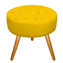 Puff Banqueta Nanda Capitonê Pés Palito Decor Sala de Estar Quarto material sintético Amarelo - DAMAFFÊ MÓVEIS