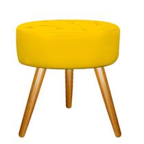 Puff Banqueta Nanda Capitonê Pés Palito Decor Sala de Estar Quarto material sintético Amarelo - KDAcanto Móveis