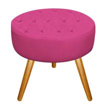 Puff Banqueta Nanda Capitonê Pés Palito Decor Sala de Estar Quarto material sintético Pink - DAMAFFÊ MÓVEIS