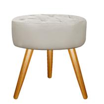 Puff Banqueta Nanda Capitonê Pés Palito Decor Sala de Estar Quarto Suede Bege - KDAcanto Móveis