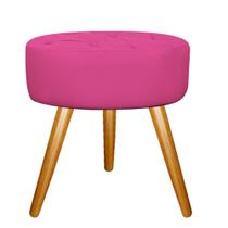 Puff Banqueta Nanda Capitonê Pés Palito Decor Sala de Estar Quarto Tecido Sintético Pink - KDAcanto Móveis