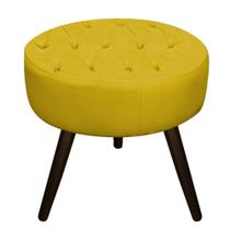 Puff Banqueta Nanda Palito Tabaco Decor Sala de Espera Quarto Suede Amarelo - DAMAFFÊ MÓVEIS