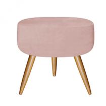 Puff Banqueta Nina Decorativo Redondo Pé Palito Suede Rose Gold - Ahazzo Móveis