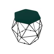 Puff Banqueta Onix Aramado Hexagonal Para Sala Quarto Suede Base Preto