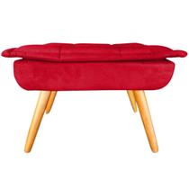 Puff Banqueta Opala Decoração Retrô para Sala Suede Vermelho