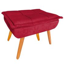 Puff Banqueta Opala Pés Castanhos Decoração Vermelho Marsala Puff Banqueta Opala Pés Castanhos Decoração Vermelho Marsala