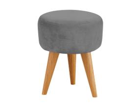 puff banqueta para quarto decoração 43cm altura tecido sued veludo estilo retro pes de madeira palito