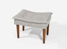 Puff banqueta pés palito retro retangular penteadeira c/pillow cor bege quarto/sala