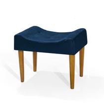 Puff banqueta pés palito retro retangular penteadeira cor azul marinho