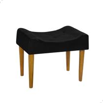 Puff Banqueta Pés Palito Retro Retangular Penteadeira Cor Preta