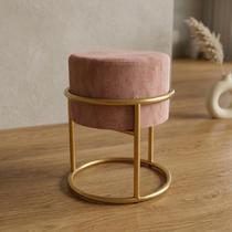 Puff Banqueta Premium Luxo Veludo Rose Base Ferro Dourada Puff Banqueta Premium Luxo Veludo Rose Base Ferro Dourada
