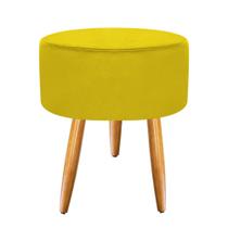 Puff Banqueta Puf Pés Palito Suede Amarelo Recepção Sala Quarto