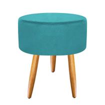 Puff Banqueta Puf Pés Palito Suede Azul Turquesa Recepção Sala Quarto Puff Banqueta Puf Pés Palito Suede Azul Turquesa Recepção Sala Quarto
