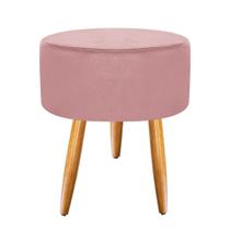 Puff Banqueta Puf Pés Palito Suede Rosê Recepção Sala Quarto
