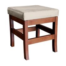 Puff Banqueta Quadrada Barcelona para Sala de Estar Madeira Maciça Suede Bege CCS