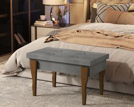 Puff, Banqueta, Recamier Captone Espanha Pés de Madeira 0,70 Cor Cinza - Comprar Moveis em Casa