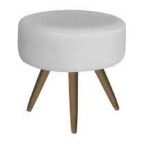 Puff Banqueta Redonda material sintético Branco - DS Móveis
