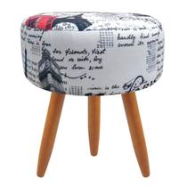 Puff Banqueta Redondo Classic Para Sala Quarto Estampado Suede