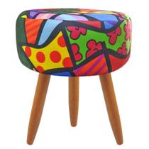 Puff Banqueta Redondo Classic Para Sala Quarto Estampado Suede