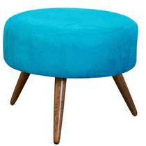 Puff Banqueta Redondo Classic Suede Azul Turquesa - SA Móveis