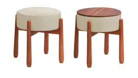 Puff banqueta Redondo Luxo - Tecido Palha