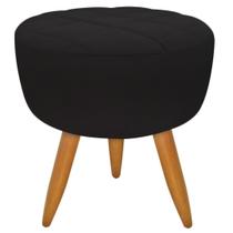 Puff Banqueta Redondo Maitê Matelassê Suede Preto Decoração para Sala