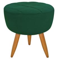 Puff Banqueta Redondo Maitê Matelassê Suede Verde Militar Decoração para Sala