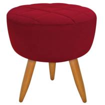 Puff Banqueta Redondo Maitê Matelassê Suede Vermelho Decoração para Sala