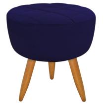 Puff Banqueta Redondo Maitê Suede Azul Marinho