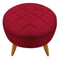 Puff Banqueta Redondo Maitê Suede Vermelho