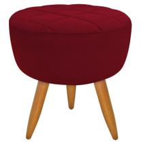 Puff Banqueta Redondo Maitê Suede Vermelho Marsala