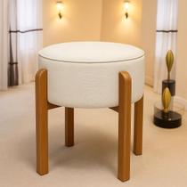 Puff Banqueta Redondo Pés De Madeira Luxo Lar & Estilo