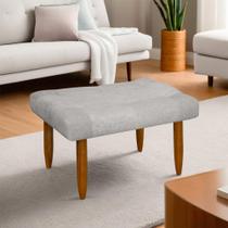 Puff Banqueta Requinte Retangular Sala Bouclê Cinza Claro