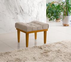 Puff Banqueta Retangular Compacto Moderno Em Veludo Para Quarto E Sala De Estar Com Pés Em Madeira