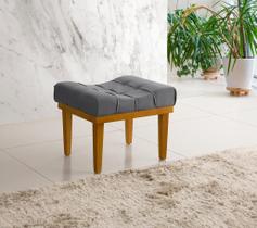 Puff Banqueta Retangular Compacto Moderno Em Veludo Para Quarto E Sala De Estar Com Pés Em Madeira