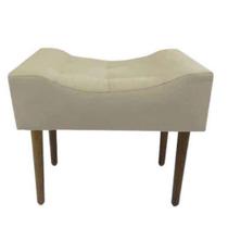 Puff Banqueta Retangular Suede Liso Bege - DS Estofados