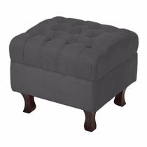 Puff Banqueta Retrô Luis XV Capitonê Cinza Puff Banqueta Retrô Luis XV Capitonê Cinza