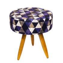 Puff Banqueta Retro Pés Castanho Palito Várias Estampas