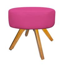 Puff Banqueta Sofia Base Giratória de Madeira Corano Pink - DAMAFFÊ MÓVEIS
