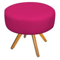 Puff Banqueta Sofia Base Giratória de Madeira Sala de Estar Quarto Suede Pink - KDAcanto Móveis