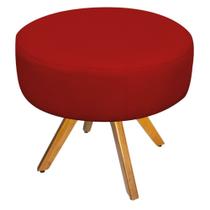 Puff Banqueta Sofia Base Giratória de Madeira Sala de Estar Quarto Suede Vermelho - KDAcanto Móveis