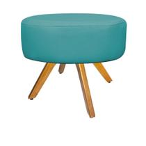 Puff Banqueta Sofia Base Giratória de Madeira Suede Azul Turquesa - DAMAFFÊ MÓVEIS