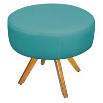 Puff Banqueta Sofia Base Giratória de Madeira Suede Azul Turquesa - KDAcanto Móveis